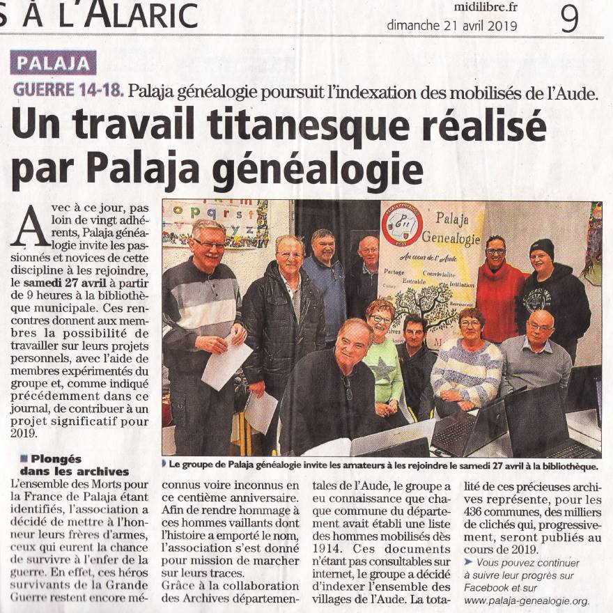 Article du Midi Libre du 21 avril 2019